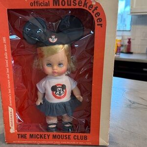 Disney Mouseketeer Doll with Black Ears and White Shirt-vintage